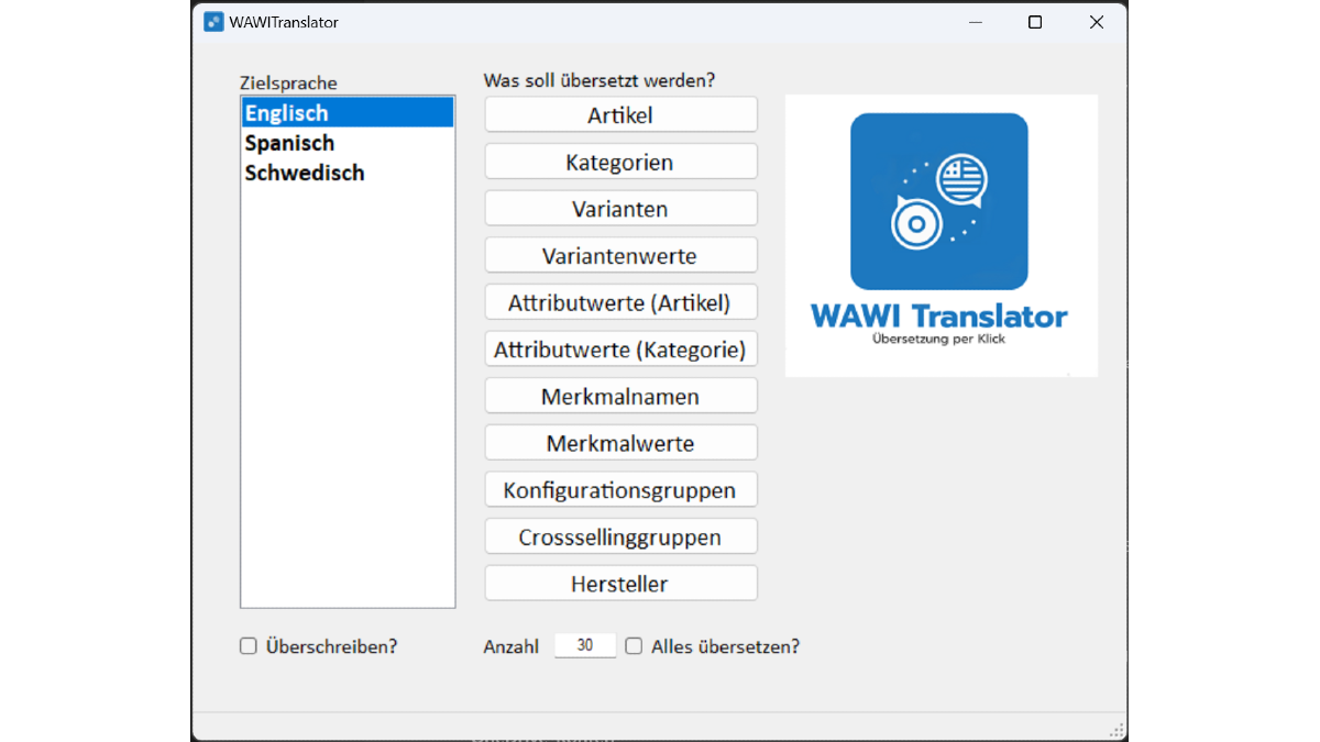 WAWITranslator - DeepL Integration f&uuml;r JTL-Wawi