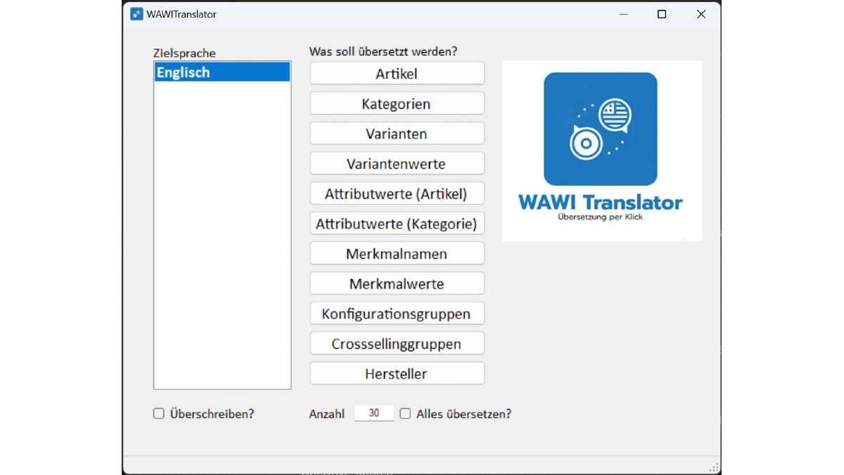 WAWITranslator Lite - DeepL Integration f&uuml;r JTL-Wawi